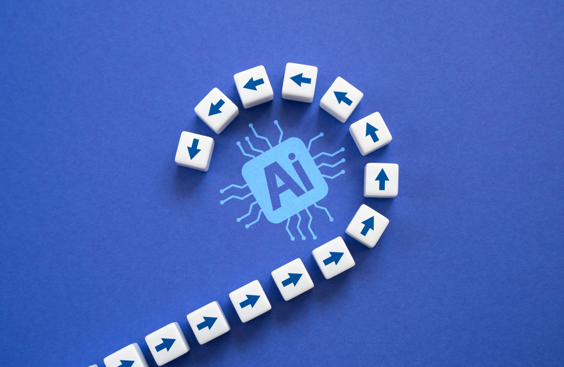 The process of transition to the use of artificial intelligence AI. Development and mastery of new innovative technologies. New industrial revolution. Rapid development of technology.